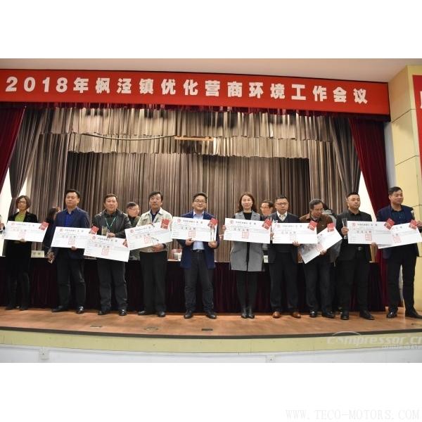 【壓縮機(jī)】漢鐘精機(jī)和德耐爾在楓涇鎮(zhèn)2018年優(yōu)化營商環(huán)境工作會(huì)議上獲獎(jiǎng) - TECO東元電機(jī) | 變頻器·伺服電機(jī)·減速機(jī)·電機(jī)解決方案