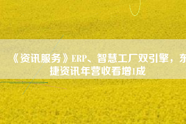 《資訊服務(wù)》ERP、智慧工廠雙引擎，東捷資訊年?duì)I收看增1成