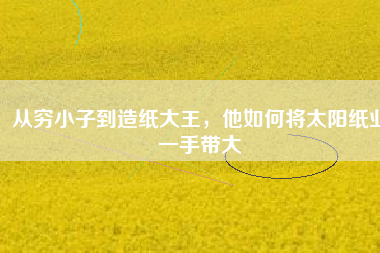 從窮小子到造紙大王，他如何將太陽紙業(yè)一手帶大