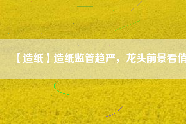 【造紙】造紙監(jiān)管趨嚴(yán)，龍頭前景看俏