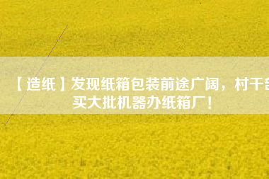 【造紙】發(fā)現(xiàn)紙箱包裝前途廣闊，村干部買大批機(jī)器辦紙箱廠！