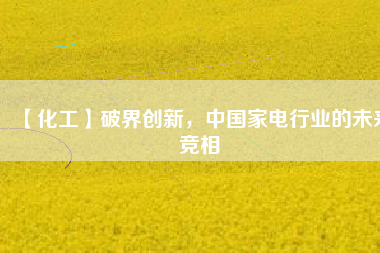 【化工】破界創(chuàng)新，中國家電行業(yè)的未來競相