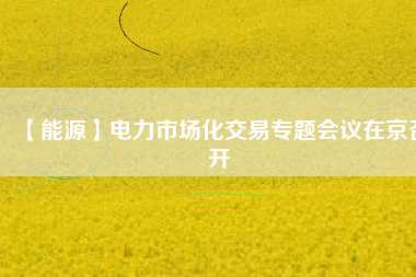 【能源】電力市場(chǎng)化交易專(zhuān)題會(huì)議在京召開(kāi)