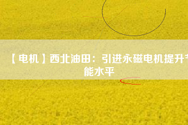 【電機】西北油田：引進永磁電機提升節(jié)能水平 - TECO東元電機 | 變頻器·伺服電機·減速機·電機解決方案