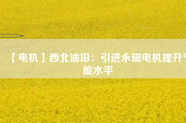【電機】西北油田：引進永磁電機提升節(jié)能水平 - TECO東元電機 | 變頻器·伺服電機·減速機·電機解決方案