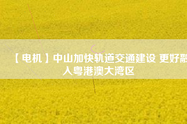 【電機】中山加快軌道交通建設 更好融入粵港澳大灣區(qū) - TECO東元電機 | 變頻器·伺服電機·減速機·電機解決方案