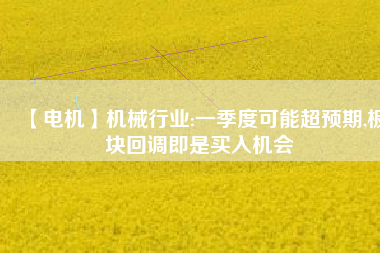 【電機(jī)】機(jī)械行業(yè):一季度可能超預(yù)期,板塊回調(diào)即是買入機(jī)會(huì) - TECO東元電機(jī) | 變頻器·伺服電機(jī)·減速機(jī)·電機(jī)解決方案
